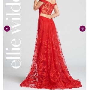 Elle Wilde Red Prom Dress with Overskirt size 4